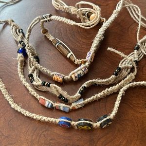 Assortment of hemp jewelry - bracelet/choker